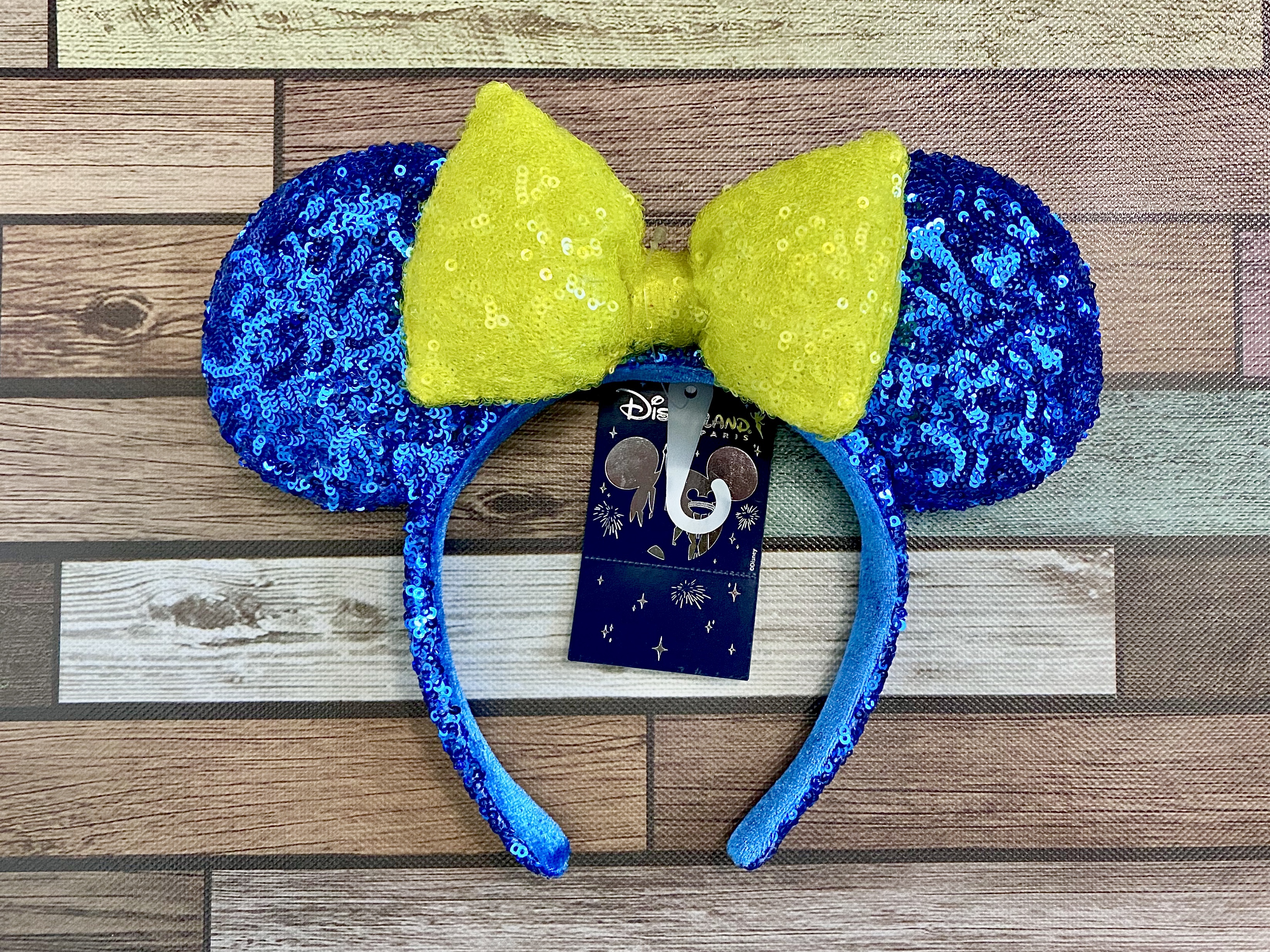 NWT Disney Parks Mickey Ears Lemon Blue and Yellow​​​​​​ Blue Tang Fish Mouse Ears With Bow | Yellow Blue Sequin  main image 3