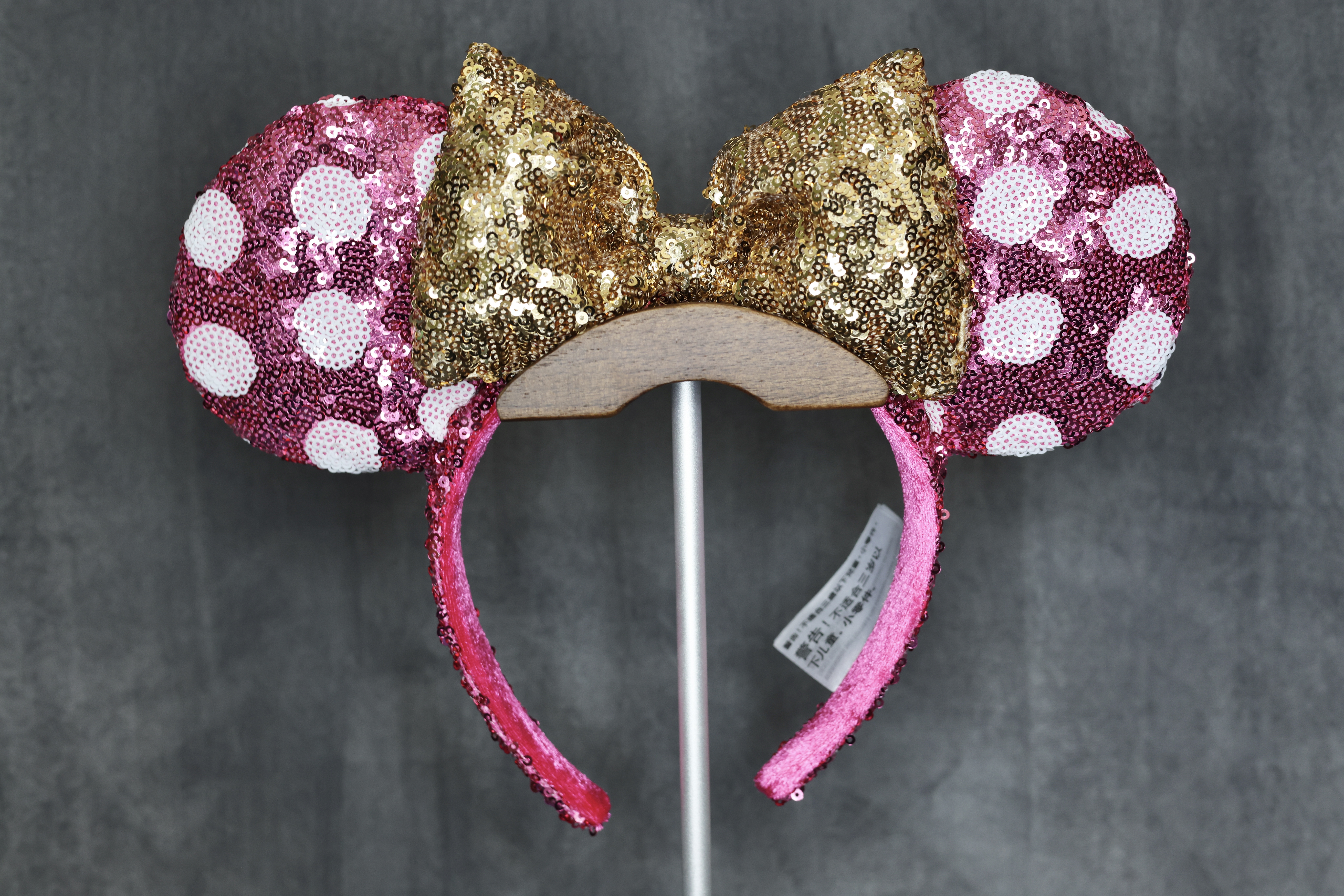 Hot Pink Polka Dot with Gold Bow Ears – Minnie Ear Collectors display picture 2